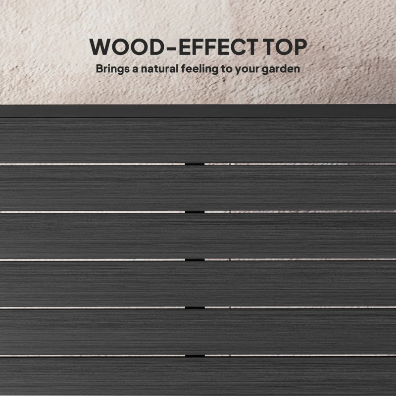 Outsunny 78 cm Garden Dining Table for 4 People, Square Outdoor Coffee End Side Table with Aluminium Legs, Black