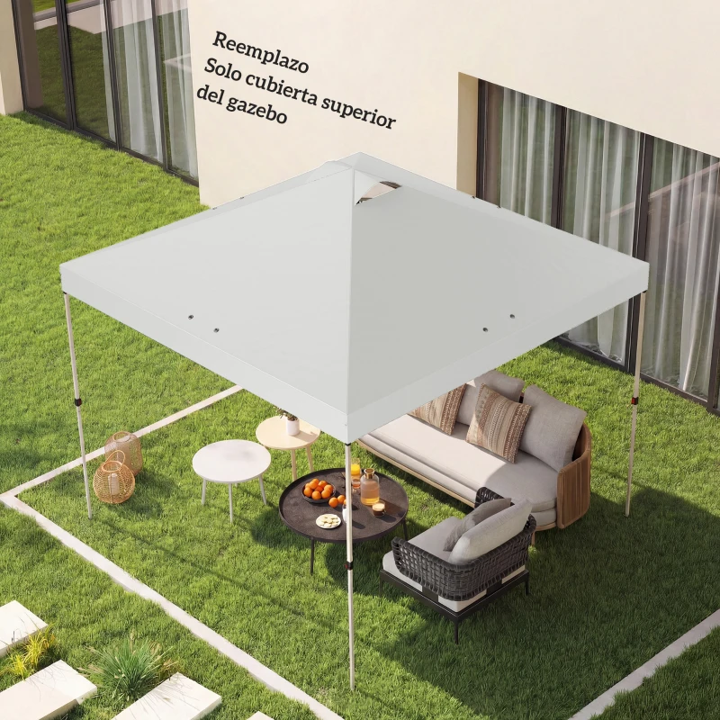 Outsunny Prelată de pergolă de schimb 3x3 m Acoperiș de rezervă pentru cort pliant din Țesătură Oxford 210D Protecție UV50+ Alb