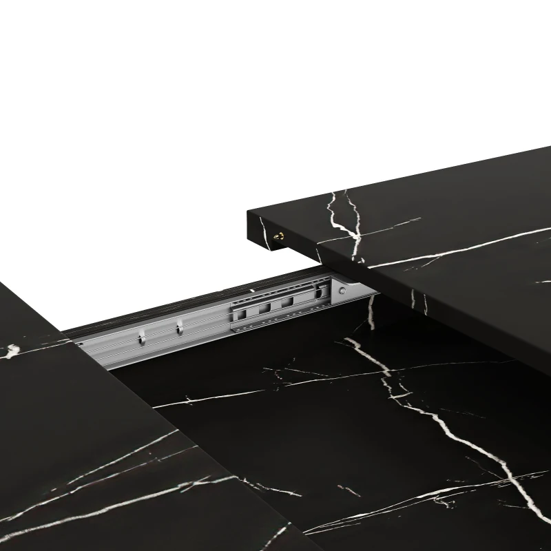 Telescopic Dining Table with Precision Telescopic Runners and Adjustable Feet, Space-Saving Desk for Seats 4-6, 120L x 75W x 75.5H cm, Black