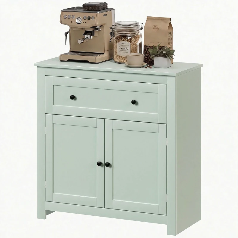 HOMCOM Sideboard Storage Cabinet, Modern Kitchen Cupboard with Adjustable Shelf, Drawer and Double Doors, Green