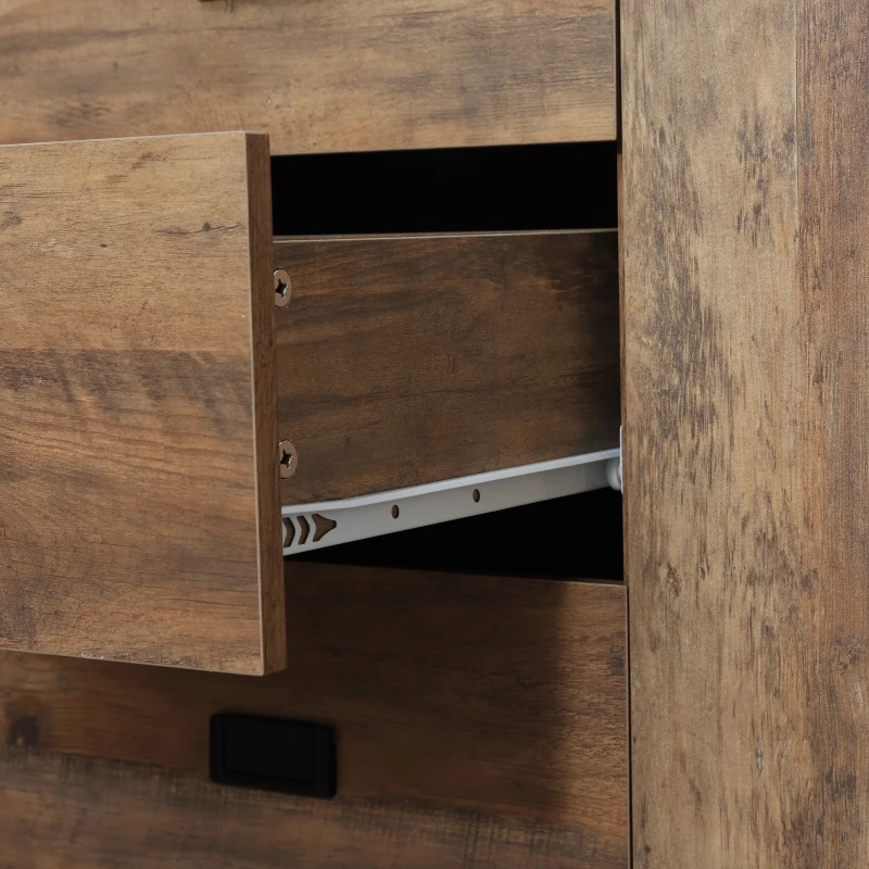 HOMCOM Aparador para Sala de Arrumação 2 Armários Prateleira Ajustável 3 Gavetas Estilo Contemporâneo 120x39,5x77 cm