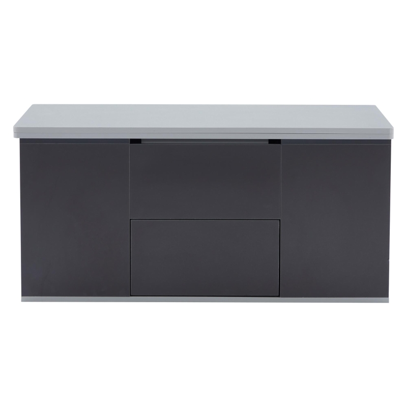 Lift-Top Coffee Table with 2 Push-to-Open Drawers and 3 Open CompartmentsStorage, Desk for Dining/Work/Relax, 100L x 51W x 47H cm, Grey