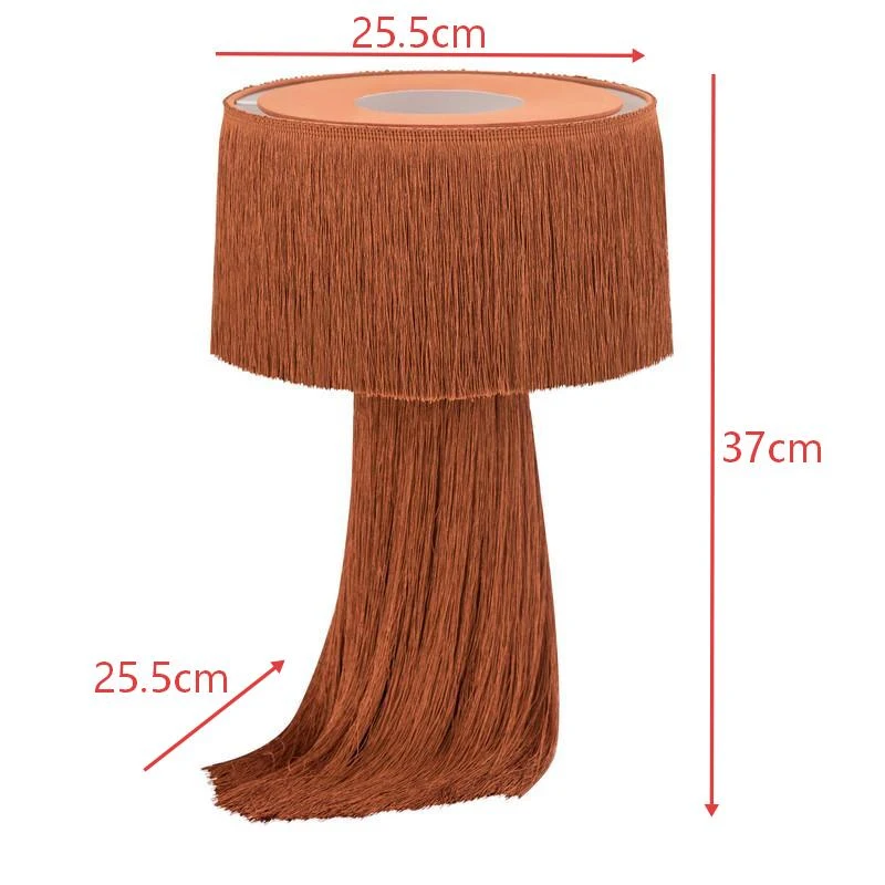 Modern Atolla Brick Tassel Table Lamp with Soft Textural Fabric Shade, Light with Extra-Long Cord, Simple Switch ,25.5L x 25.5W x 37H cm, Brick