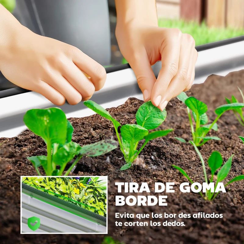 Outsunny Juego de 2 Jardineras Exterior Grandes de Acero Galvanizado Huertos Urbanos para Terraza Jardín 135x90x30 cm Plateado