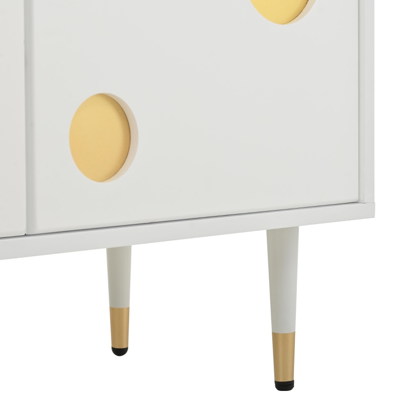 Mobile TV a griglia con dettagli dorati e 4 porte, 170x36x54 cm, Bianco