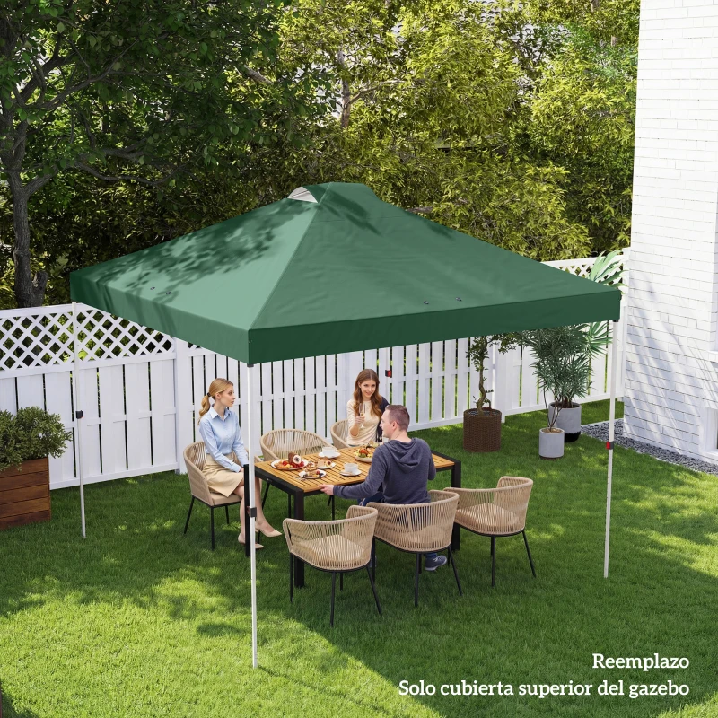 Outsunny Ersatzdach für Pergola 3x3 m Ersatzdach für faltbares Zelt aus 210D Oxford-Gewebe UV50+ Schutz Grün