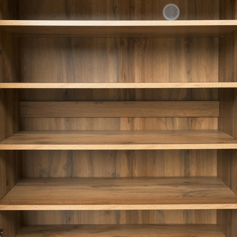 Scarpiera moderna a 5 ripiani con motivo geometrico effetto legno per corridoio e ingresso, 80,5x35x109,5 cm, color legno