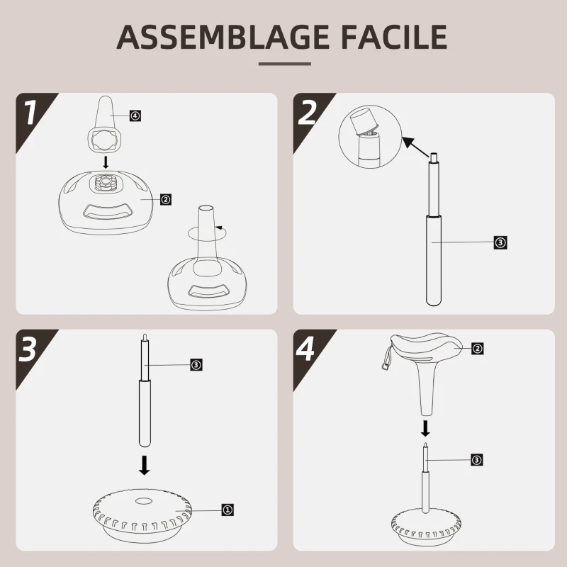 HOMCOM Tabouret dynamique, tabouret assis-debout ergonomique, hauteur réglable, rotatif à 360°, 34 x 34 x 68,5-83,5 cm, marron