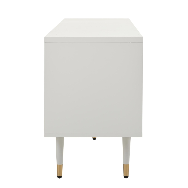 Mobile TV a griglia con dettagli dorati e 4 porte, 170x36x54 cm, Bianco