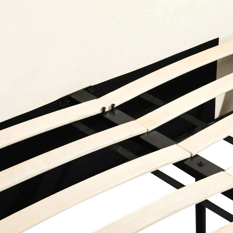 Athara King Bed with Channel-Tufted Tall Headboard for Extra Comfort, Kiln-Dried Wood Frame with Birch Legs, 225L x 191W x 128H cm, Cream