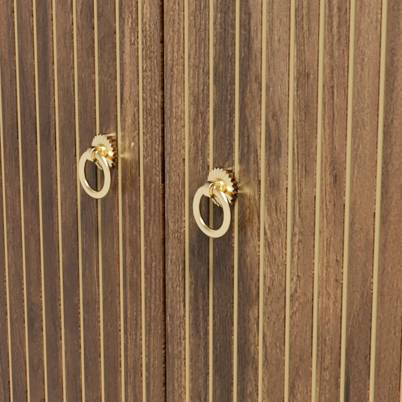 Aparador con 4 puertas, armario de almacenaje versátil para salón, comedor, 147×40×80 cm, Color natural