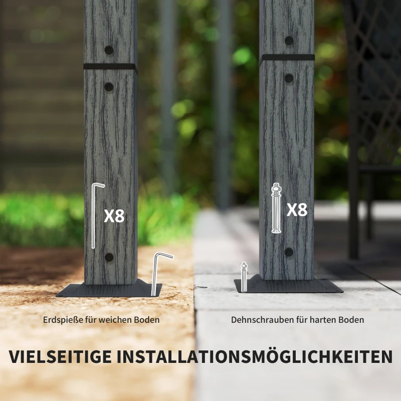 Outsunny 3 x 3 m Garten-Pergola, Verstellbares Terrassendach, Aluminium-Rahmen, UPF30+ Sonnenschutz, Grau