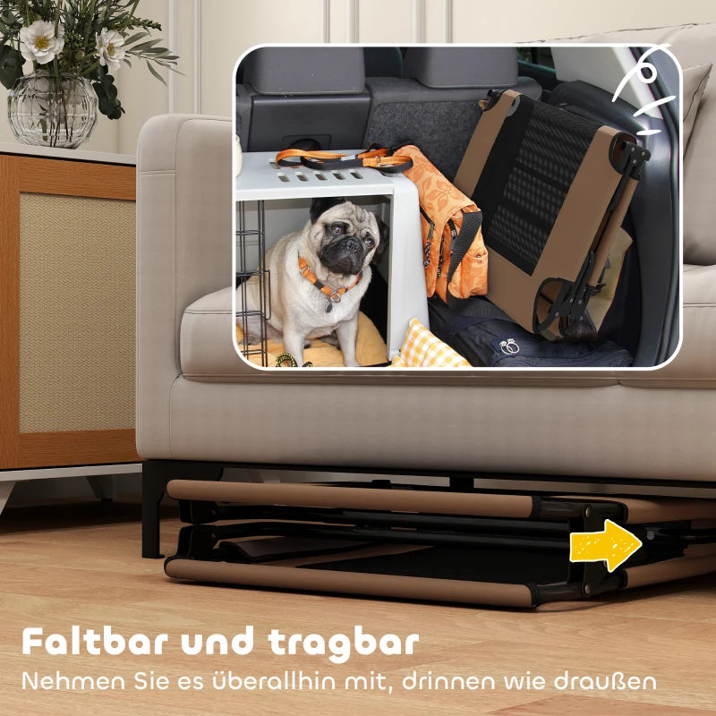 PawHut Tragbares erhöhtes Hundebett, erhöhtes Haustierbett mit atmungsaktivem Netz, für große Hunde, Kaffee(m-6)