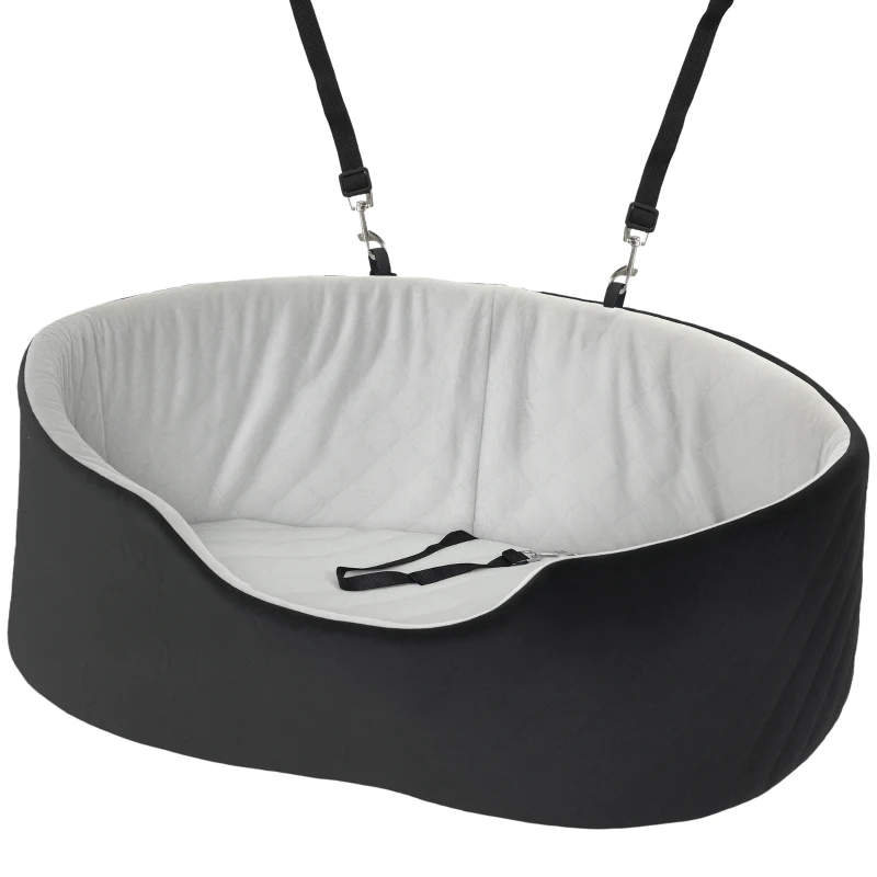 PawHut Assento de Carro para Cães Pequenos e Médios até 15 kg com Capa Removível e Lavável Cinto de Segurança e Base Antiderrapante 77x43x28 cm Preto