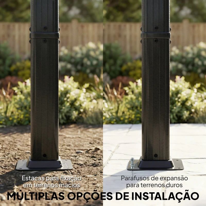 Outsunny Pérgola de Jardim 4x3 m com Cortinas Automáticas e Telhado Retrátil Proteção UPF50+ Creme