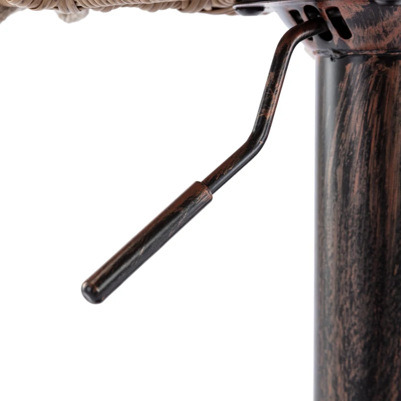 Set of 2 Modern Swivel Bar Stools with Wicker Rattan Weave and Padded Linen Seat, Counter Stools for Living Room, 48L x 49W x 89H cm, Beige