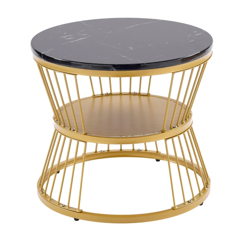 Set 2 tavolini da salotto moderni annidabili, 70x70x45 cm/45x45x40 cm, Nero