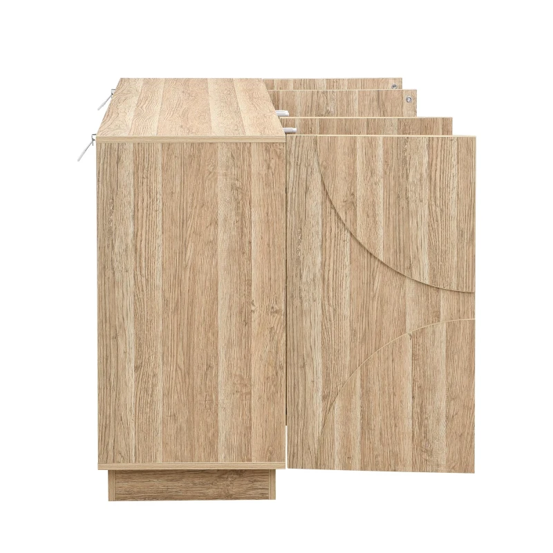 Bufet cu mult spațiu de depozitare, design scandinav-minimalist, 160x40x80 cm, Culoare naturală