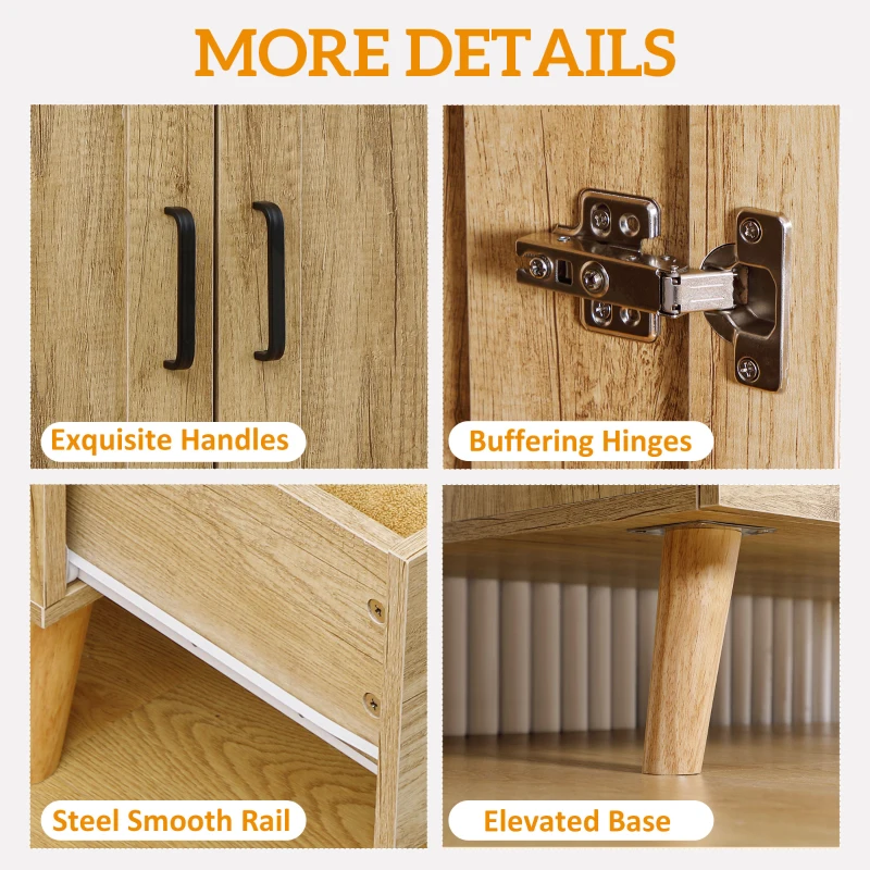 HOMCOM 2 Door Wardrobe, Modern Wardrobe with 2 Drawer and Hanging Rail for Bedroom, Natural