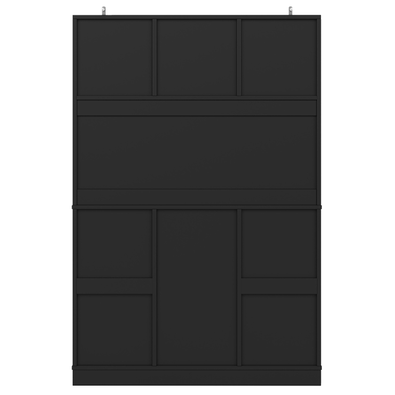 Tall Kitchen Cabinet with 4 Doors & 2 Smooth-Glide Drawers and Adjustable Shelves, Sideboard with Wine Racks, 120L x 40W x 188H cm, Black