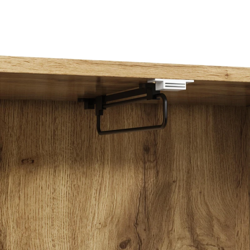 Armario ropero con estantes abiertos, barra extraíble para ropa, 2 amplios cajones, 110x38x186 cm, Color natural