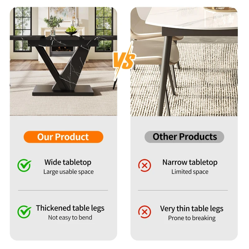 Telescopic Dining Table with Precision Telescopic Runners and Adjustable Feet, Space-Saving Desk for Seats 4-6, 120L x 75W x 75.5H cm, Black