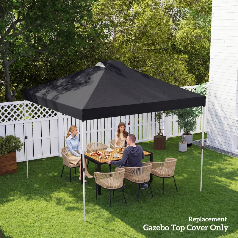 Outsunny gazebo roof replacement UV50+ Waterproof Pop Up Canopy Cover with 8 Drainage Holes 3 x 3 m Black