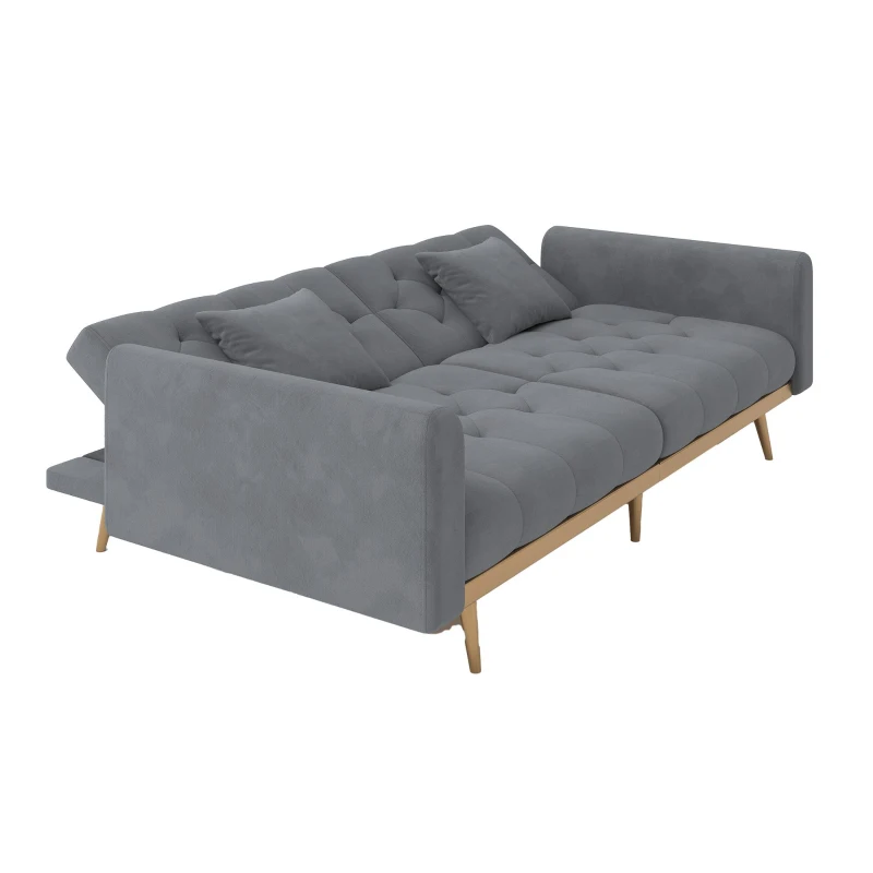 2-Seater Modern Sofa with 3-Position Adjustable Backres and Thick Foam Cushions, Sofa Bed for Compact Room, 165L x 72.5W x 75H cm, Grey