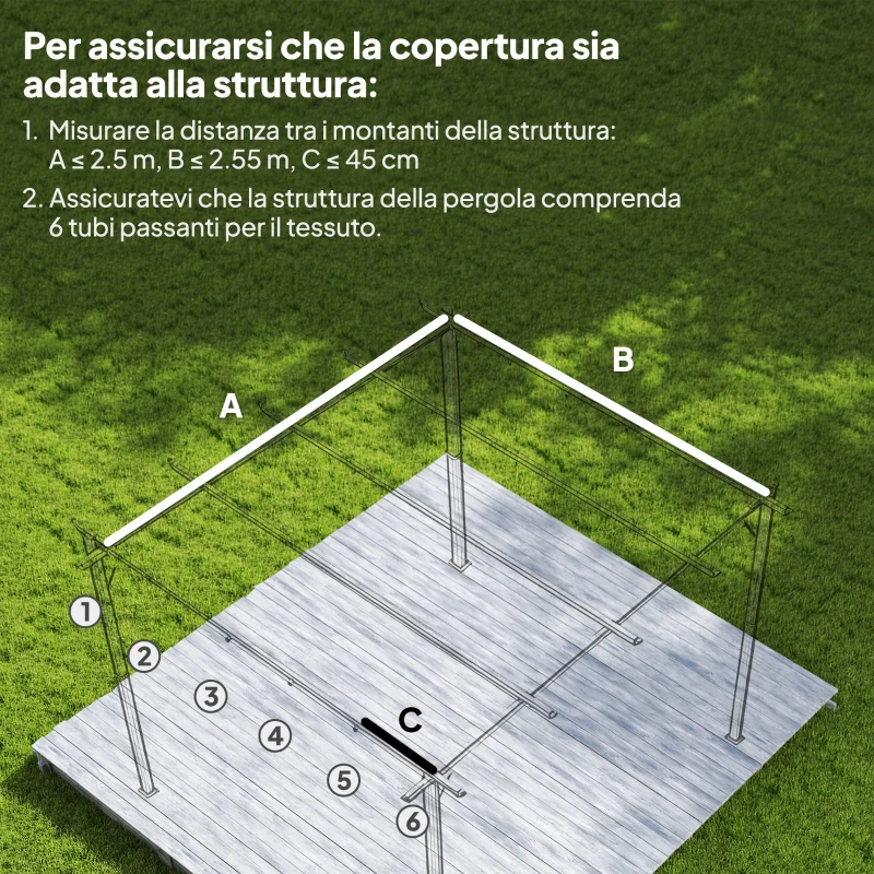 Outsunny Tetto per Gazebo Pergola con 10 Fori di Drenaggio in Poliestere, 250x255 cm, per Pergola 3x3m, Marrone Chiaro