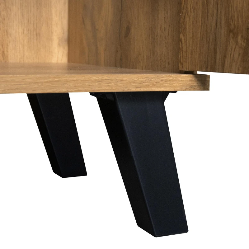 Bufet modern cu 4 uși, model geometric al texturii lemnului, spațiu generos de depozitare, 160,5x35,5x78 cm, Culoare naturală