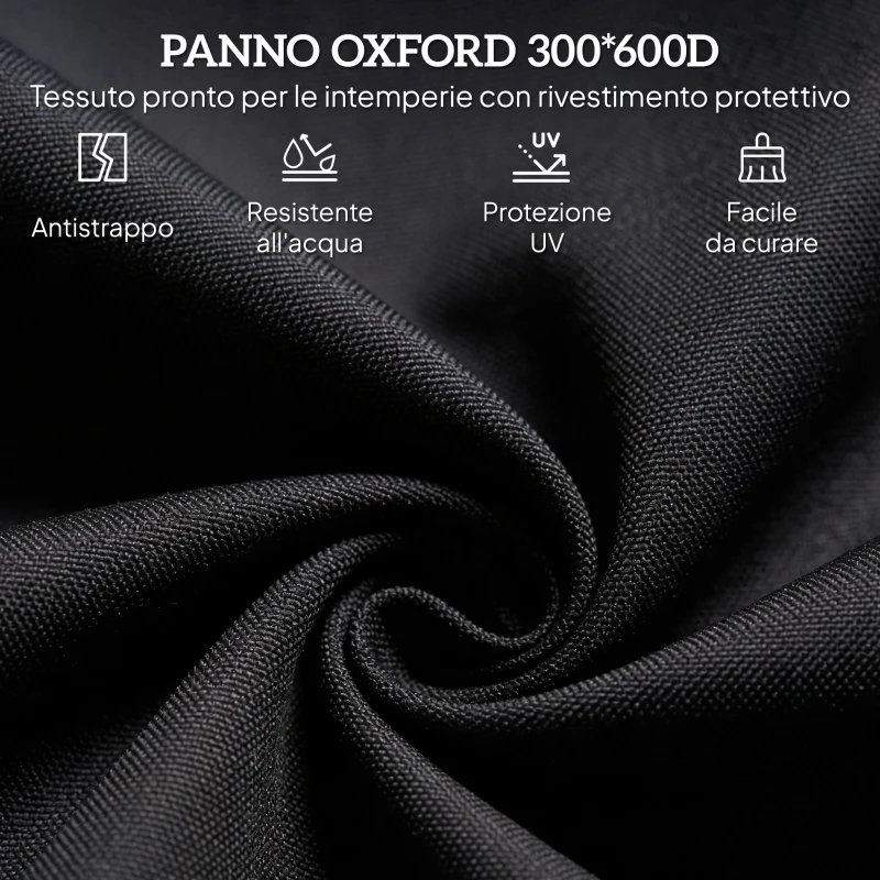 Outsunny Sdraio da Giardino Pieghevole con Schienale Regolabile, Acciaio e Tessuto Oxford, 188x56x28cm, Nero