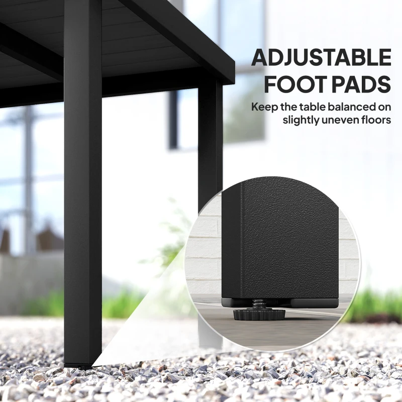 Outsunny 78 cm Garden Dining Table for 4 People, Square Outdoor Coffee End Side Table with Aluminium Legs, Black