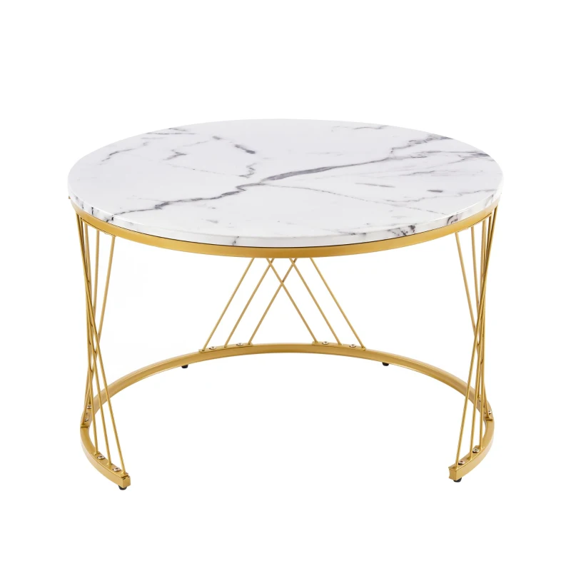 Set 2 tavolini da salotto moderni annidabili, 70x70x45 cm/45x45x40 cm, Bianco