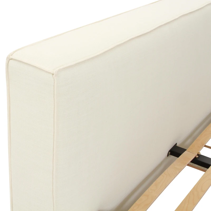 Olafur Super King Bed Frame with Support Slats Included, Bed Base with All Fixings and Step-by-Step Assembly, 249L x 240W x 94H cm, Cream