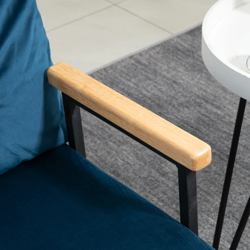 HOMCOM Sofá Cama Convertible 4 en 1 Sillón Cama 2 Plazas Plegable Respaldo Ajustable de 5 Niveles Almohadas 102x73x81 cm Azul