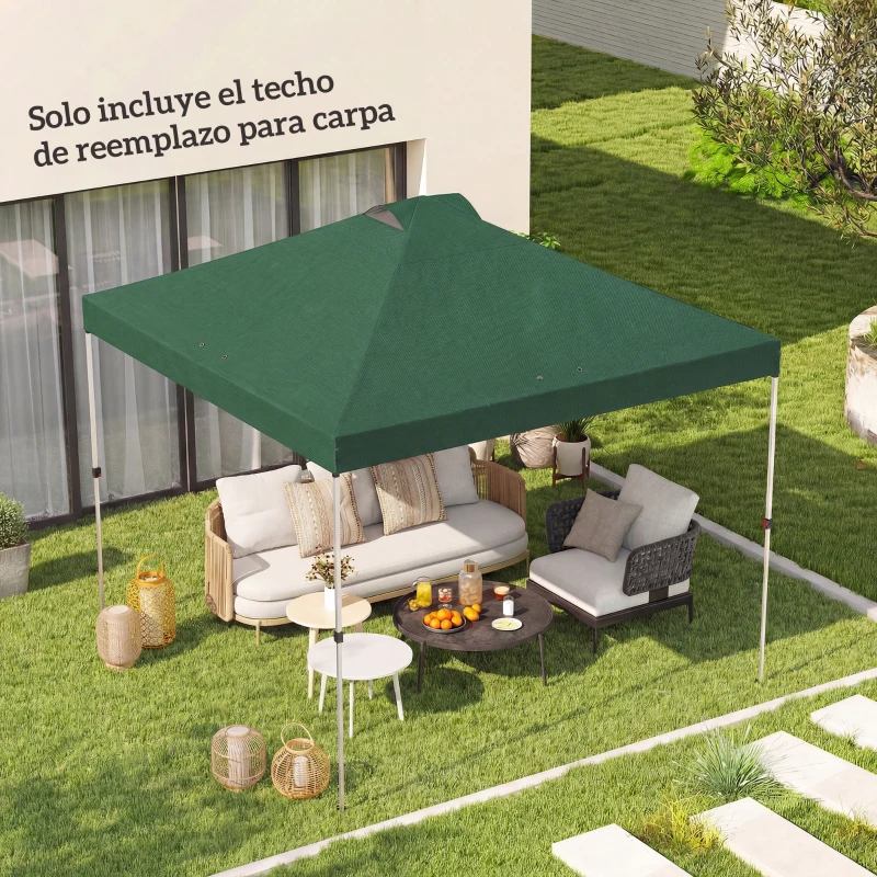 Outsunny Telo di Ricambio per Pergola 3x3 m, in Tessuto Oxford 210D, Protezione UV 50+, Verde
