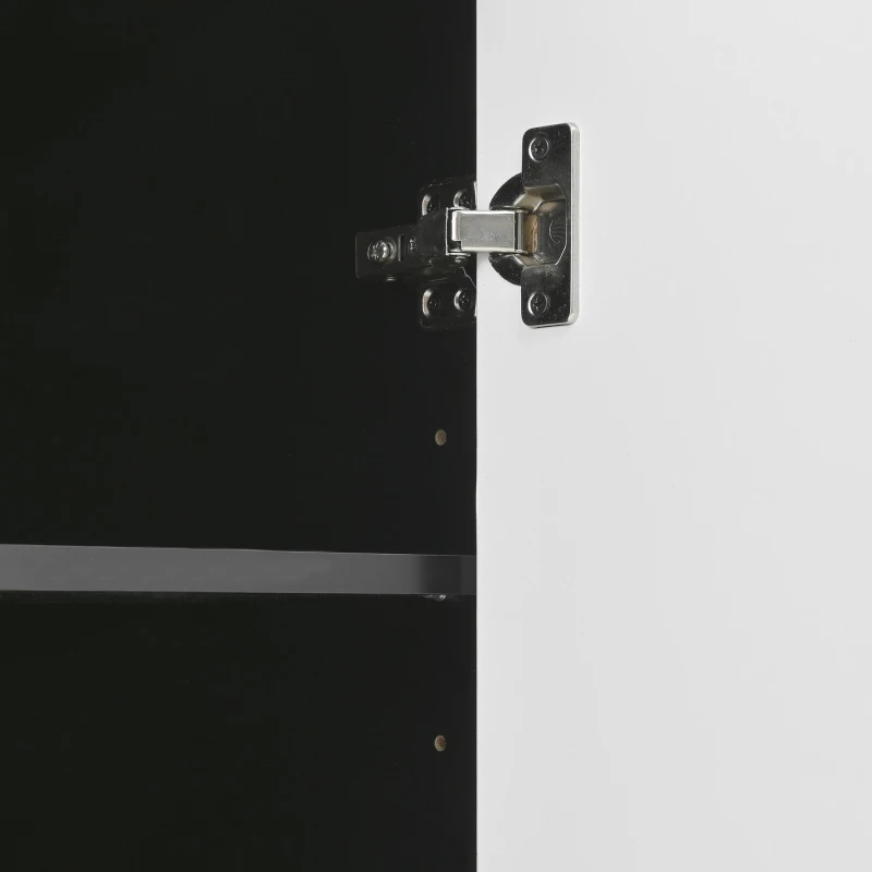 Scarpiera moderna con 2 ante e 1 cassetto, con illuminazione LED e ripiano per scarpe regolabile, 105x39,5x86 cm, Bianco e Nero