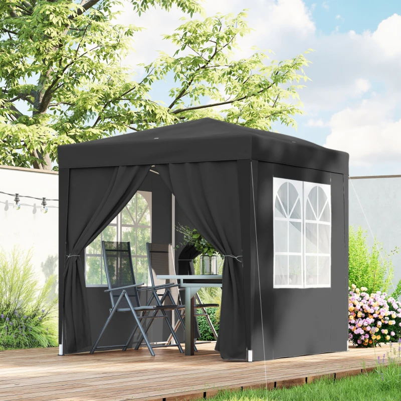 Outsunny Tonnelle de jardin extérieure tonnelle pliante pop-up réglable en hauteur protection UV 2 x 2 m noir