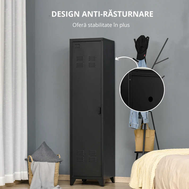 Homcom Dulap Metalic – Stil Industrial cu 1 Usa, Design Vintage(m-7)