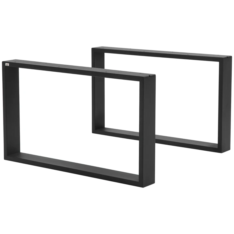HOMCOM Set 2 Picioare de Masă Dreptunghiulare din Oțel, 60x8x72 cm, Negru