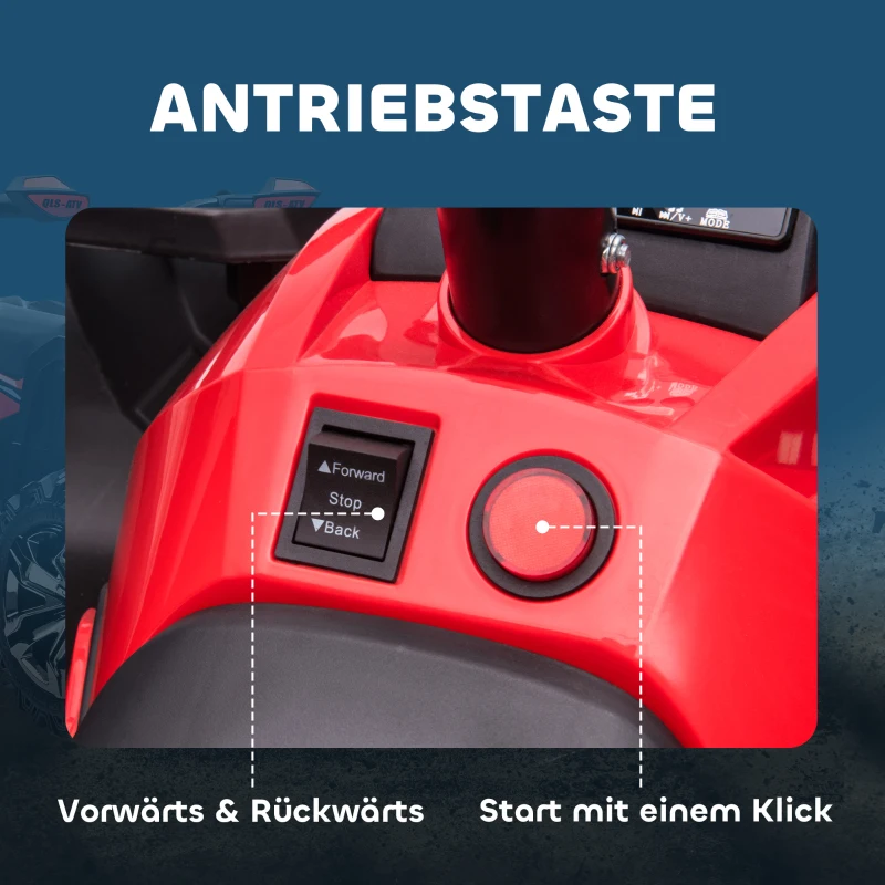 HOMCOM Elektrische kinderquad kindermotor 3-8 km/u 45 minuten bedrijfstijd LED-licht(m-7)