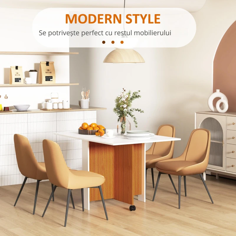 HOMCOM masa de pranz, pliabila cu roti, 120x80x73cm(m-6)