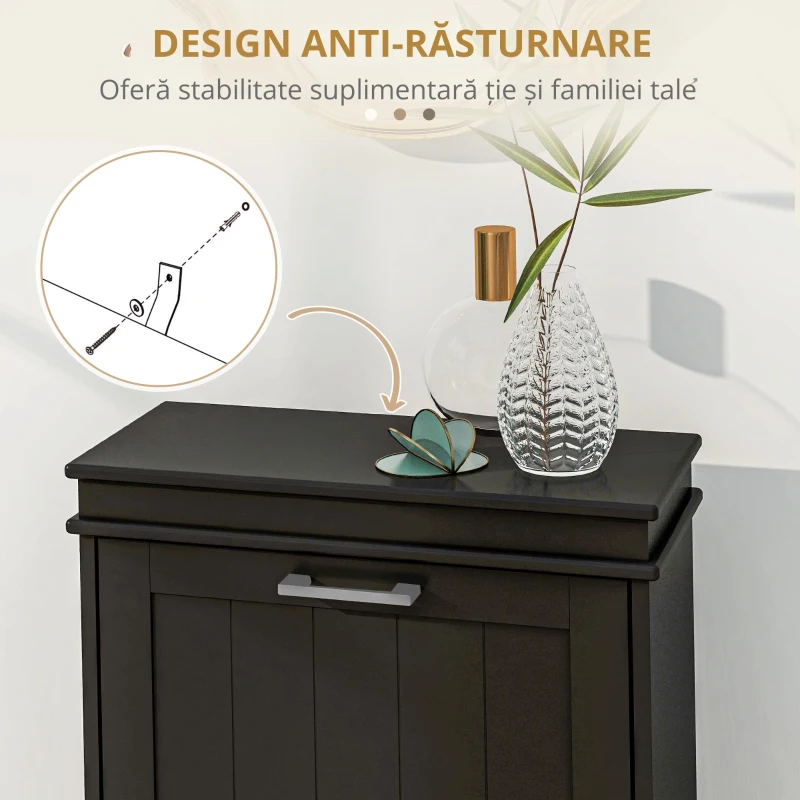 HOMCOM Dulap pentru Pantofi cu 2 Sertare pentru 10 Perechi de Pantofi, Mobilier cu Raft Reglabil, 54x24x82,5 cm, Negru