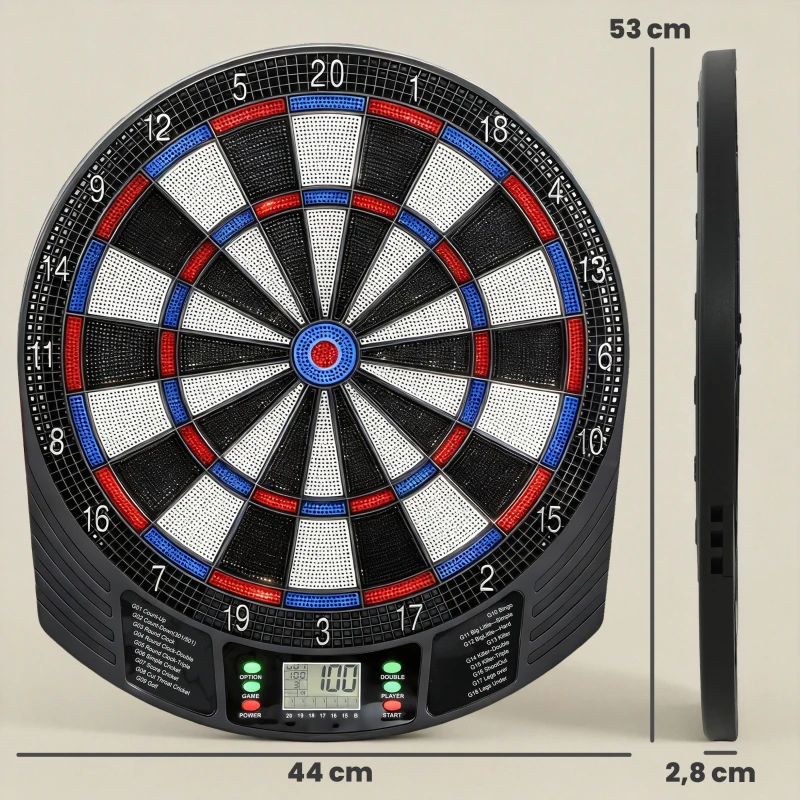 SPORTNOW Elektronisches Dartboard für 1-8 Spieler, LCD-Display, 6 Dartsets, Bunt
