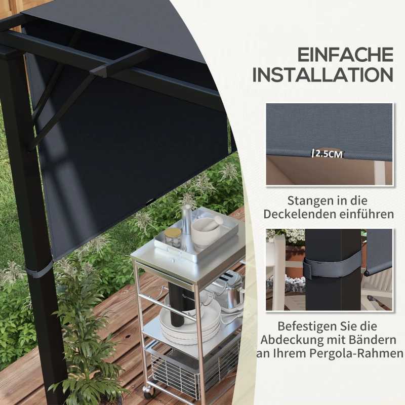 Outsunny Vervangingsdak voor pergola met UV-bescherming, zonnedoek voor terrasoverkapping voor 3 x 3 m paviljoen, donkergrijs
