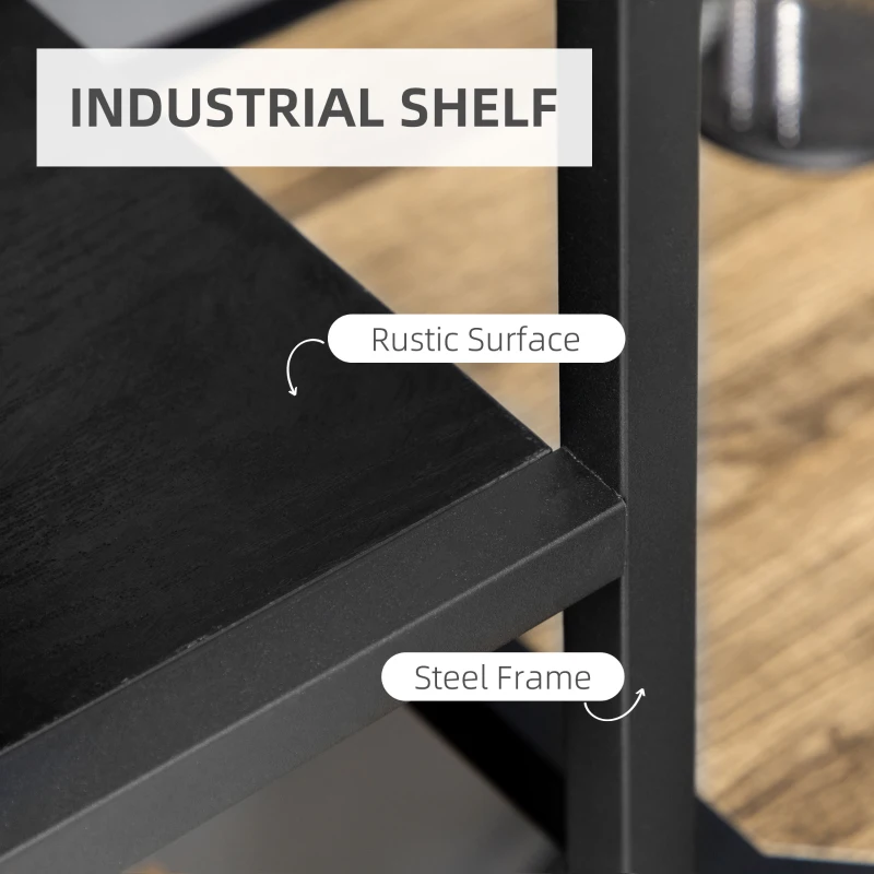 HOMCOM Industrial Accent Display Rack 7 Tier Bookcase, Display Rack for Living Room, Office, Bedroom, Black