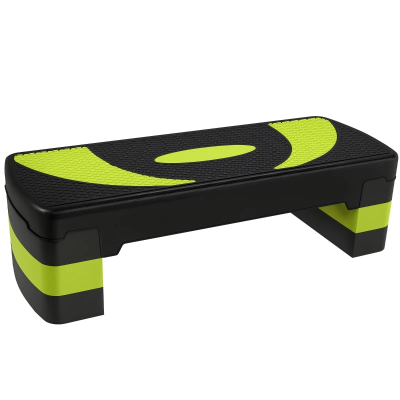 HOMCOM Step Fitness da Aerobica Stepper Regolabile 3 Altezze 10-20cm Verde Nero
