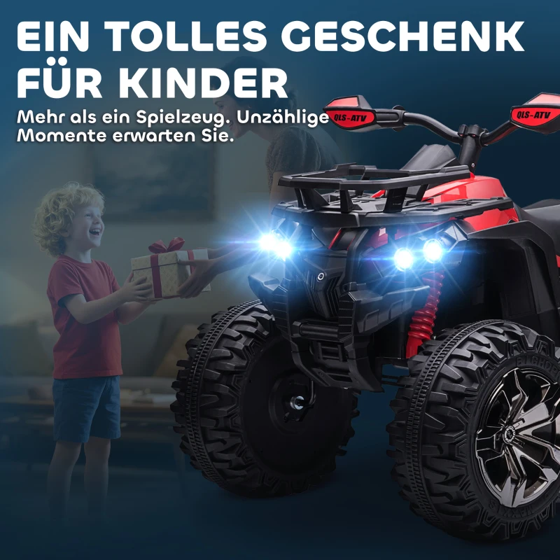 HOMCOM Elektrische kinderquad kindermotor 3-8 km/u 45 minuten bedrijfstijd LED-licht(m-9)