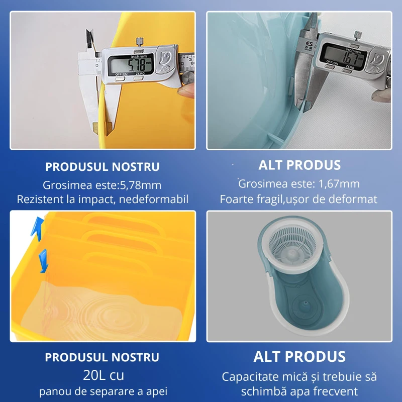 Homcom Carucior Mobil cu Galeata 20L si separator apa