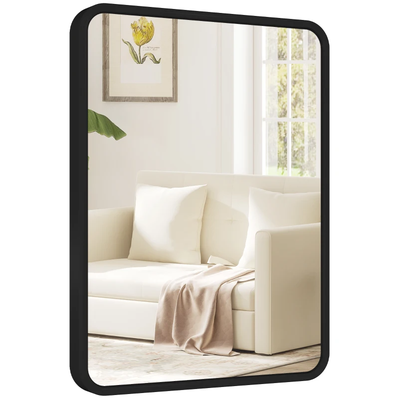 HOMCOM Rectangular Wall Mirror with HD Glass - Black
